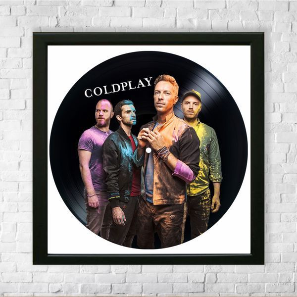 Настінний вініловий декор в дерев'яній рамці Coldplay, розміром 36см 517-4-1 фото