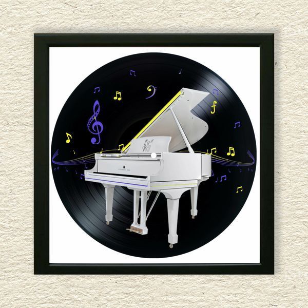 Vinyl Record Decor in a Wooden Frame Piano 14" 591-4-1 photo