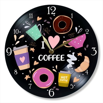 Wall Vinyl Record Clock Coffee 12" UF-Clock-Coffee-2 photo