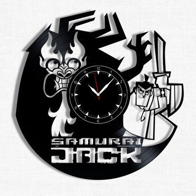 Настінний вініловий годинник Самурай Джек, діаметр 30см Vinyl-Clock-C-Samurai Jack-1 фото