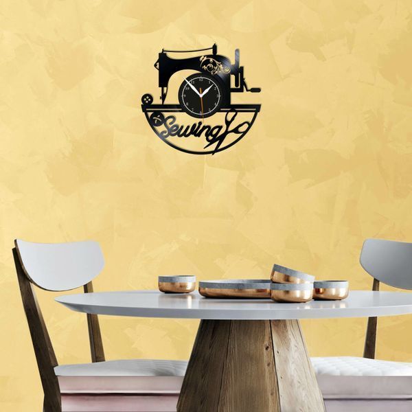 Wall Vinyl Record Clock Sewing 12" 110-1-1 photo