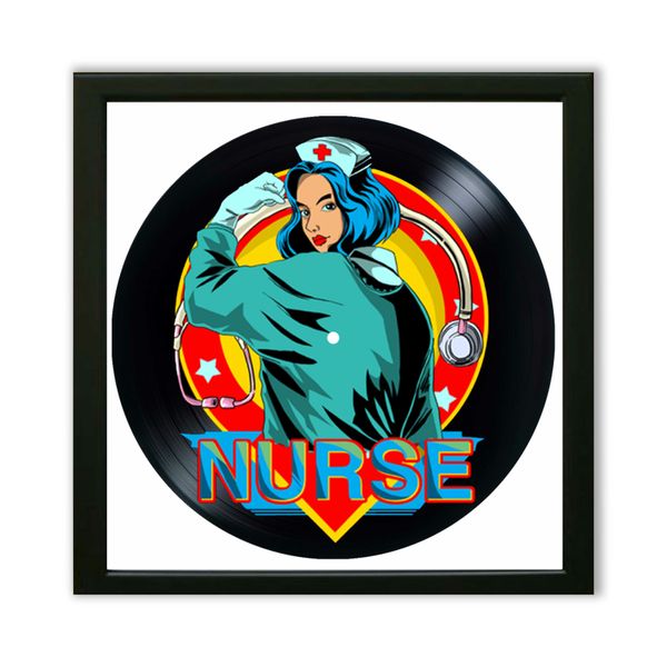 Vinyl Record Decor in a Wooden Frame Nurse 14" UF-Frame-Nurse-2 photo