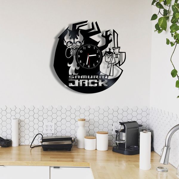Настінний вініловий годинник Самурай Джек, діаметр 30см Vinyl-Clock-C-Samurai Jack-1 фото
