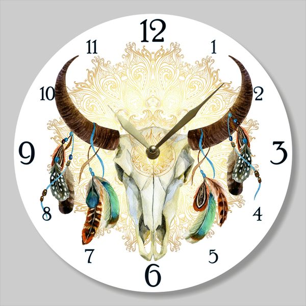 Wall Vinyl Record Clock Cow Skull Head 12" UF-Clock-Cow Skull Head-1 photo