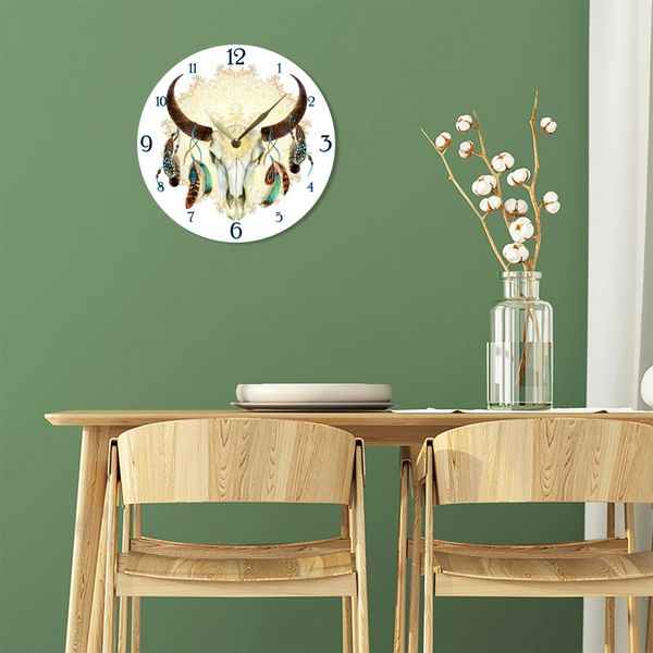 Wall Vinyl Record Clock Cow Skull Head 12" UF-Clock-Cow Skull Head-1 photo