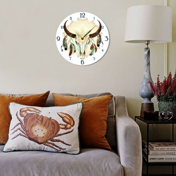 Wall Vinyl Record Clock Cow Skull Head 12" UF-Clock-Cow Skull Head-1 photo