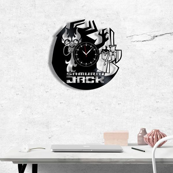 Настінний вініловий годинник Самурай Джек, діаметр 30см Vinyl-Clock-C-Samurai Jack-1 фото