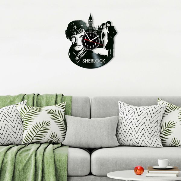 Настінний вініловий годинник Шерлок, діаметр 30см Vinyl-Clock-M-Sherlock-3 фото