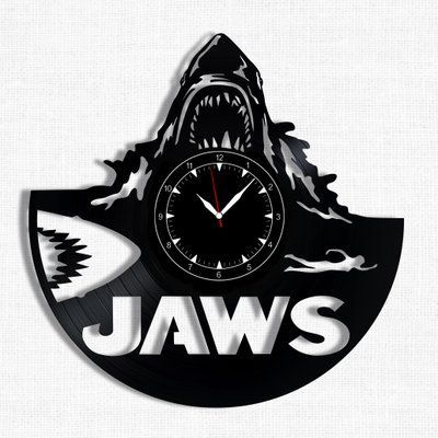 Настінний вініловий годинник Щелепи, діаметр 30см Vinyl-Clock-M-Jaws-2 фото
