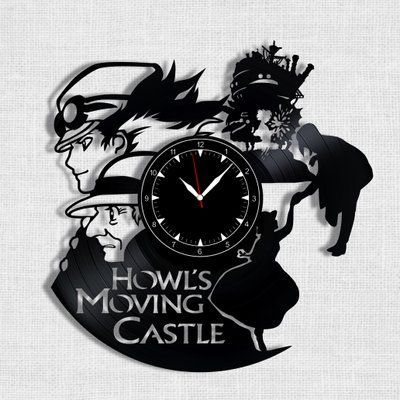 Настінний вініловий годинник Мандрівний замок, діаметр 30см Vinyl-Clock-Howl's Moving Castle-2 фото