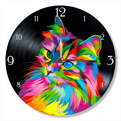 Wall Vinyl Record Clock Cats 12" UF-Clock-Cats-1 photo