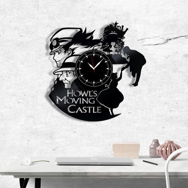 Настінний вініловий годинник Мандрівний замок, діаметр 30см Vinyl-Clock-Howl's Moving Castle-2 фото