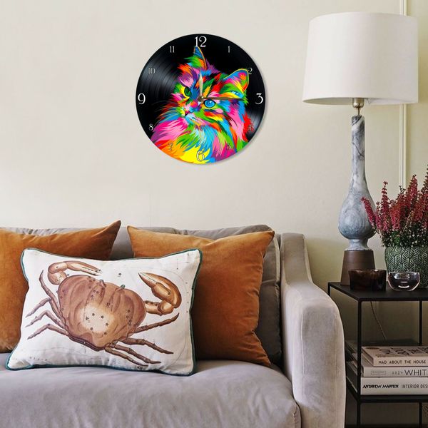 Wall Vinyl Record Clock Cats 12" UF-Clock-Cats-1 photo