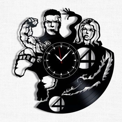 Настінний вініловий годинник Фантастична четвірка, діаметр 30см Vinyl-Clock-Fantastic Four-1 фото