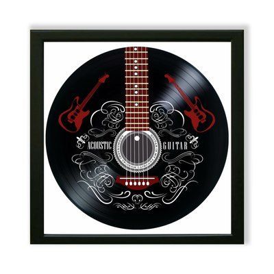 Vinyl Record Decor in a Wooden Frame Guitar 14" 594-4-1 photo