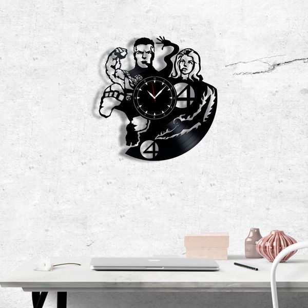 Настінний вініловий годинник Фантастична четвірка, діаметр 30см Vinyl-Clock-Fantastic Four-1 фото