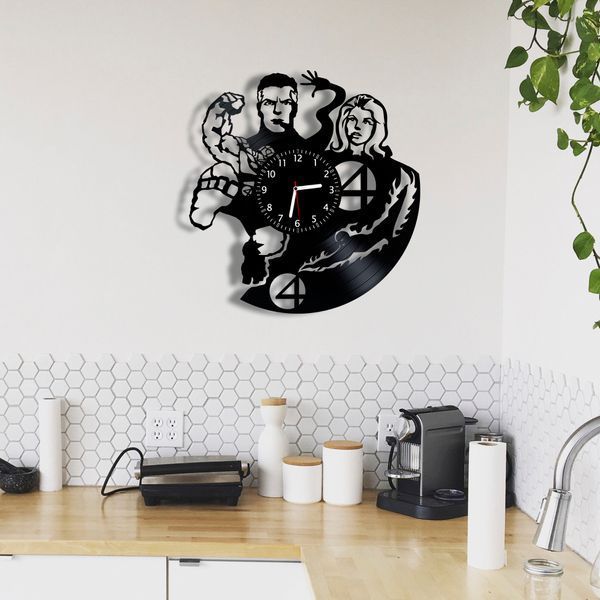 Настінний вініловий годинник Фантастична четвірка, діаметр 30см Vinyl-Clock-Fantastic Four-1 фото