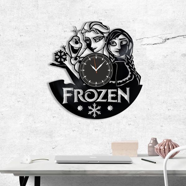 Настінний вініловий годинник Крижане серце, діаметр 30см Vinyl-Clock-C-Frozen-1 фото
