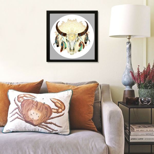 Vinyl Record Decor in a Wooden Frame Cow Skull Head 14" UF-Frame-Cow Skull Head-1 photo