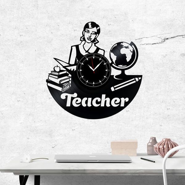 Wall Vinyl Record Clock Teacher 12" 111-1-1 photo