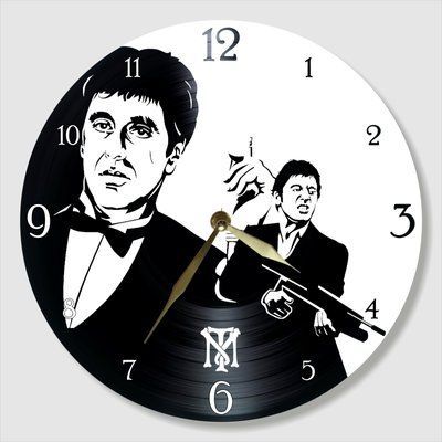 Настінний вініловий годинник Тоні Монтана, діаметр 30см UF-Clock-M-Tony Montana-1 фото