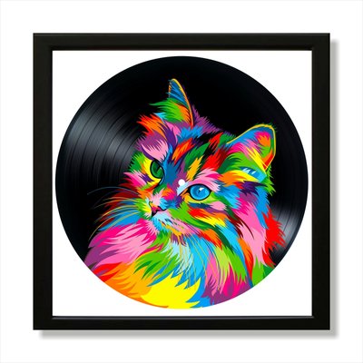 Vinyl Record Decor in a Wooden Frame Cats 14" UF-Frame-Cats-1 photo