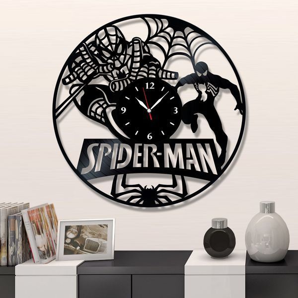 Настінний вініловий годинник Людина-павук, діаметр 30см Vinyl-Clock-M-Spider-Man-2 фото