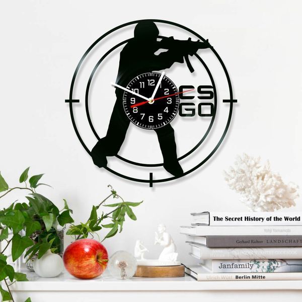 Настінний вініловий годинник Контр-страйк, діаметр 30см Vinyl-Clock-Counter-Strike-2 фото