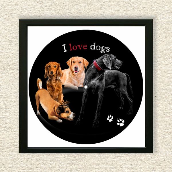 Vinyl Record Decor in a Wooden Frame Dogs 14" UF-Frame-Dogs-2 photo