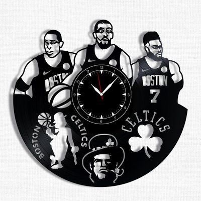 Настінний вініловий годинник Бостон Селтікс, діаметр 30см Vinyl-Clock-Boston Celtics-1 фото
