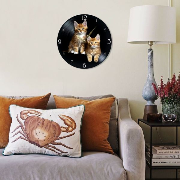 Wall Vinyl Record Clock Cat 12" UF-Clock-Cat-2 photo