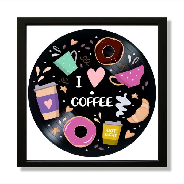 Vinyl Record Decor in a Wooden Frame Coffee 14" UF-Frame-Coffee-2 photo