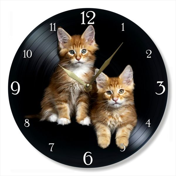 Wall Vinyl Record Clock Cat 12" UF-Clock-Cat-2 photo