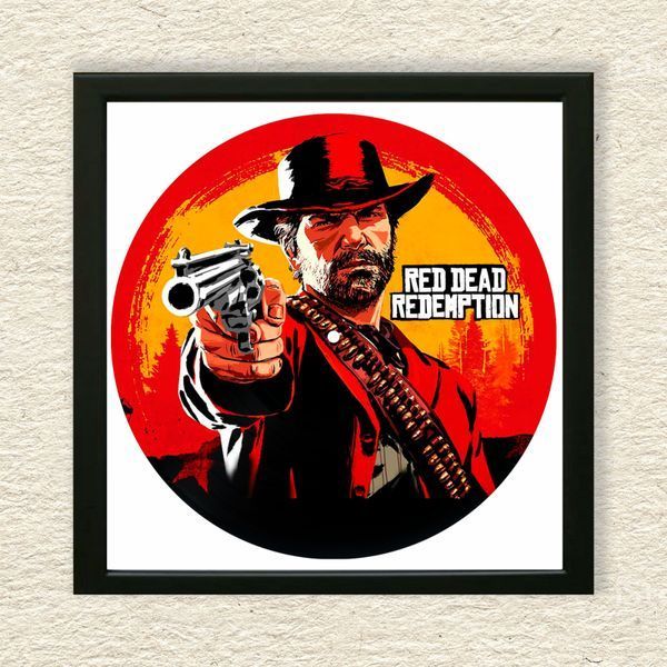 Настінний вініловий декор в дерев'яній рамці Red Dead Redemption, розміром 36см 268-4-1 фото