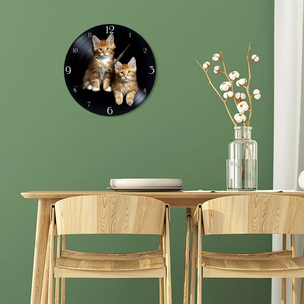 Wall Vinyl Record Clock Cat 12" UF-Clock-Cat-2 photo