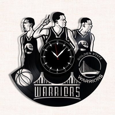 Настінний вініловий годинник Голден Стейт Ворріорз, діаметр 30см Vinyl-Clock-Golden State Warriors-1 фото