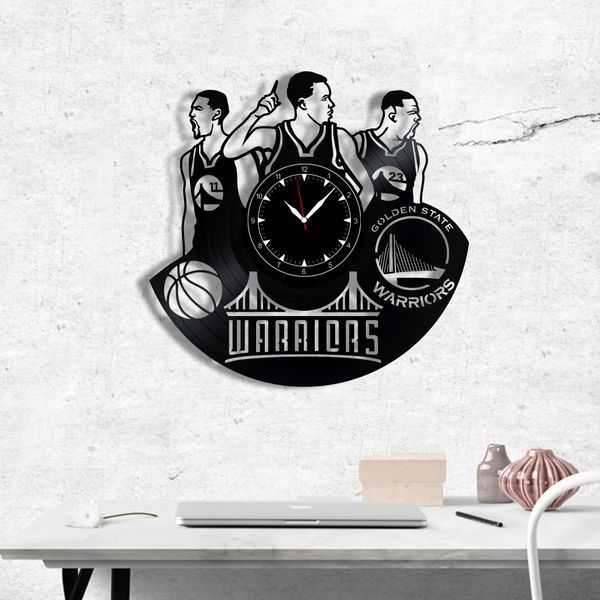Настінний вініловий годинник Голден Стейт Ворріорз, діаметр 30см Vinyl-Clock-Golden State Warriors-1 фото