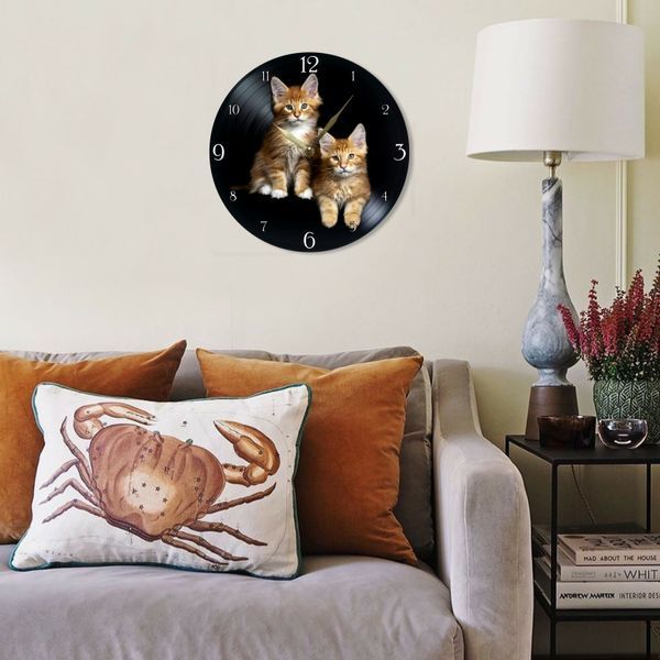 Wall Vinyl Record Clock Cat 12" 64-2-1 photo