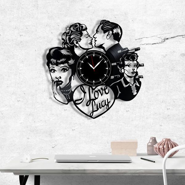 Настінний вініловий годинник Я люблю Люсі, діаметр 30см Vinyl-Clock-M-I Love Lucy-2 фото
