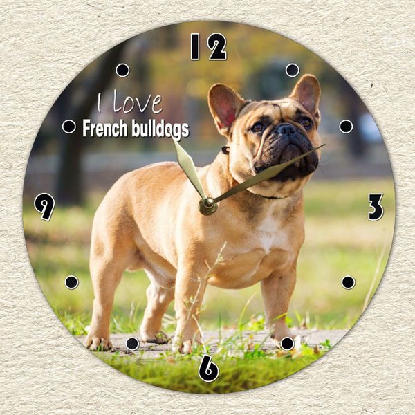 Wall Vinyl Record Clock French Bulldogs 12" UF-Clock-French Bulldogs-2 photo