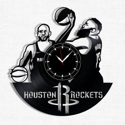 Настінний вініловий годинник Х'юстон Рокетс, діаметр 30см Vinyl-Clock-Houston Rockets-1 фото