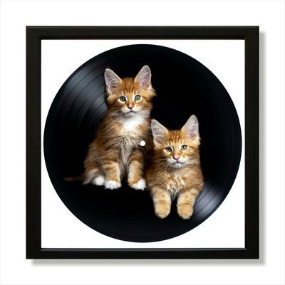 Vinyl Record Decor in a Wooden Frame Cat 14" UF-Frame-Cat-2 photo