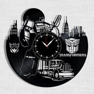 Настінний вініловий годинник Трансформери, діаметр 30см Vinyl-Clock-M-Transformers-2 фото