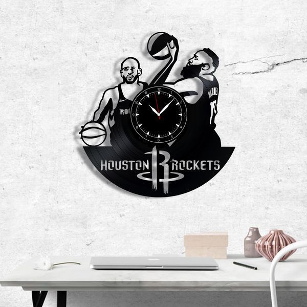 Настінний вініловий годинник Х'юстон Рокетс, діаметр 30см Vinyl-Clock-Houston Rockets-1 фото