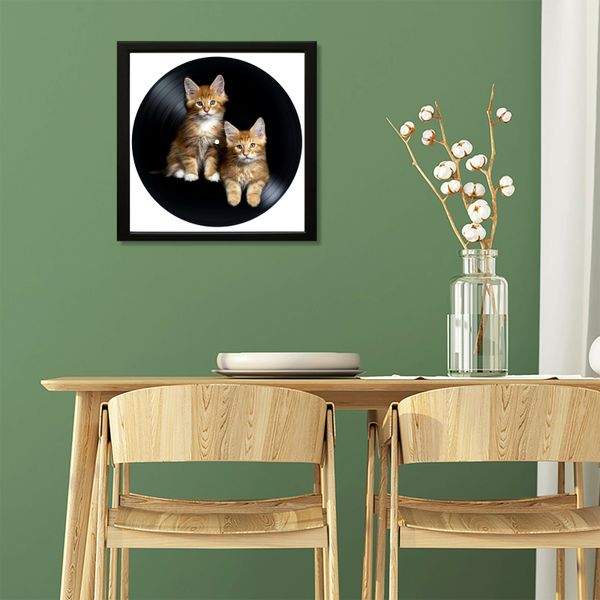 Vinyl Record Decor in a Wooden Frame Cat 14" UF-Frame-Cat-2 photo