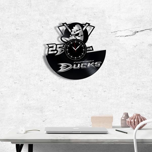 Настінний вініловий годинник Анагайм Дакс, діаметр 30см Vinyl-Clock-Anaheim Ducks-1 фото