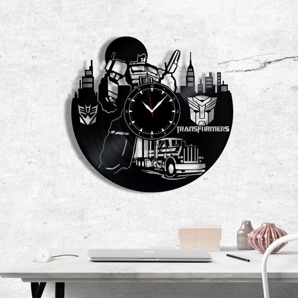 Настінний вініловий годинник Трансформери, діаметр 30см Vinyl-Clock-M-Transformers-2 фото