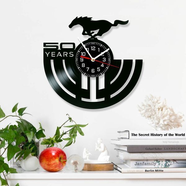 Настінний вініловий годинник Мустанг, діаметр 30см Vinyl-Clock-Mustang-1 фото