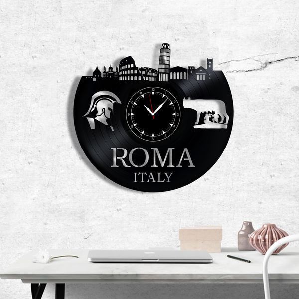 Wall Vinyl Record Clock Roma 12" 17-1-1 photo