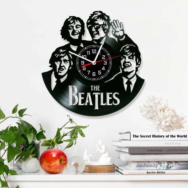 Настінний вініловий годинник The Beatles, діаметр 30см Vinyl-Clock-The Beatles-6 фото
